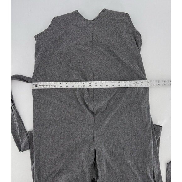 Mama Bella Women’s Maternity Gray Rib Knit Jumpsuit Size 36 Stretch Belted - Picture 7 of 10
